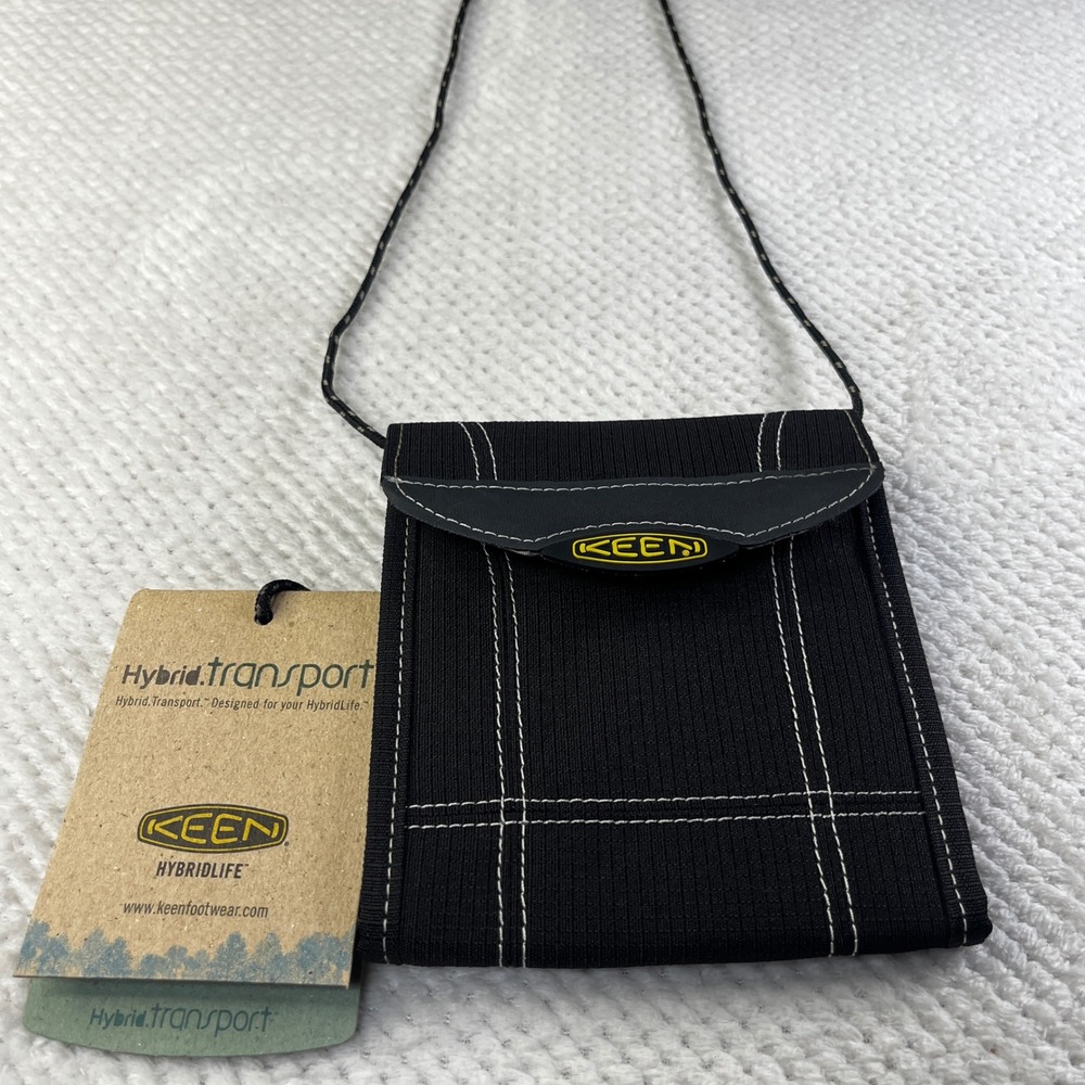 Keen Hybrid Transport Neck Wallet Black Canvas Travel Pouch‎ ID Holder NWT
